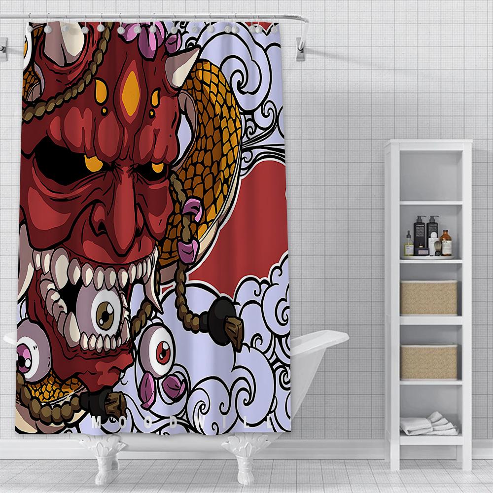Japanese samurai devil Shower Curtain Waterproof Polyester Fabric Paint Bath Curtains Home Bathroom Decor Curtain With Hook