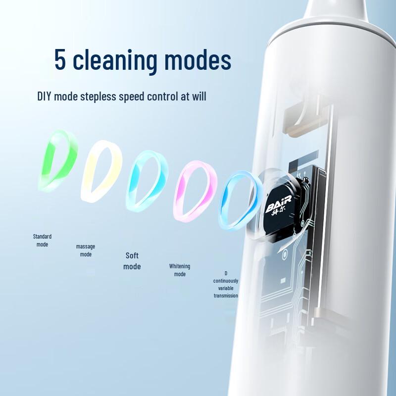 BAIR X6 DIY Adjustable Sonic Electric Toothbrush with 6 Brush Heads
