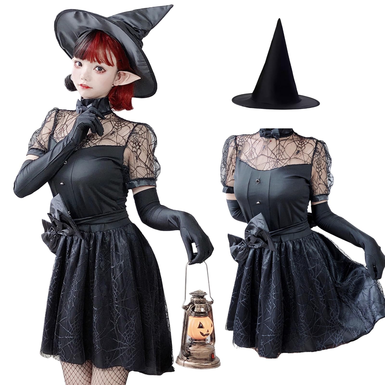 

Платье черной ведьмы Milky Time для женщин с лентой, костюм на Хэллоуин