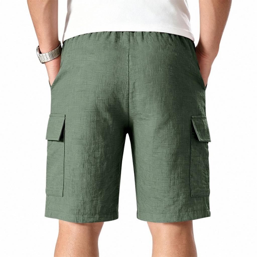 Men's Multi Pocket Cargo Shorts with Drawstring Waist Lightweight Breathable Beach Workwear Shorts for Outdoor Activities