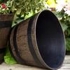 Happyyami Wine Barrel Planter Resin Flower Pot Barrel Planter Garden Whiskey Barrel Planter Pot Boxes Container Outdoor Indoor Flower Pot with Hole