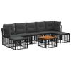 Outdoor Sofa Set 8 Pcs Black and Dark Gray Polyester