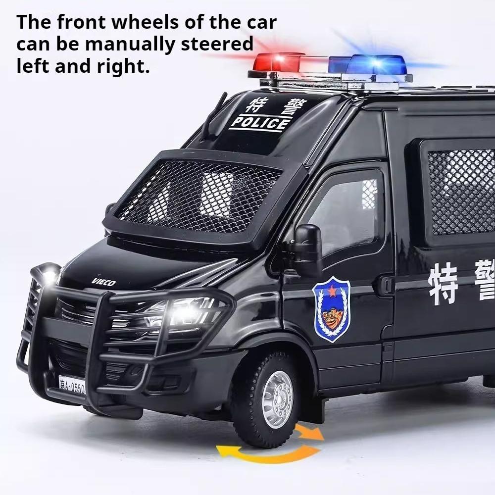 1:24 Scale Police Car Toy Model Alloy Diecast Sound Light Pull Back Doors Opened Simulation Models Gifts Souvenirs for Boys