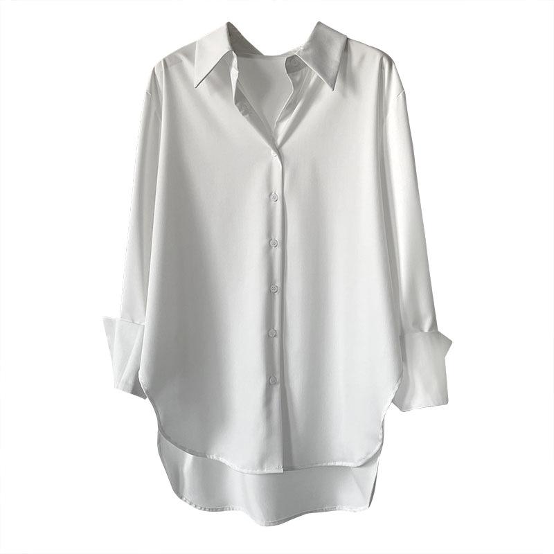 Juzhi High-End Women's Long-Sleeved Loose Solid Color Shirt - Korean Niche Design