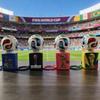 Leuchtende Weltcup-Schlüsselanhänger Soundknopf Pokal Fußballfan Kreatives Souvenir Geschenk