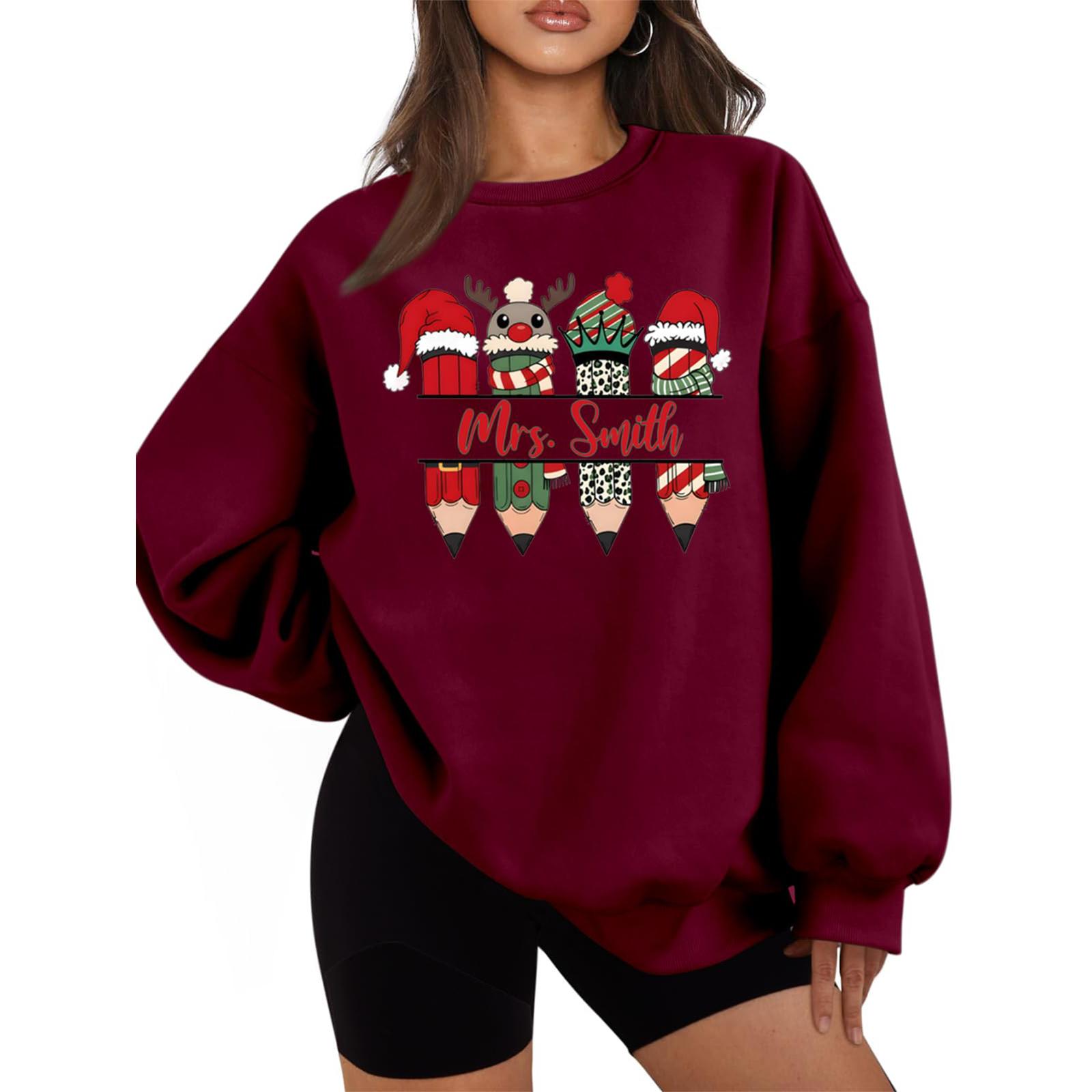 

Женский милый с принтом модный свитшот с круглым вырезом и длинными рукавами M винный