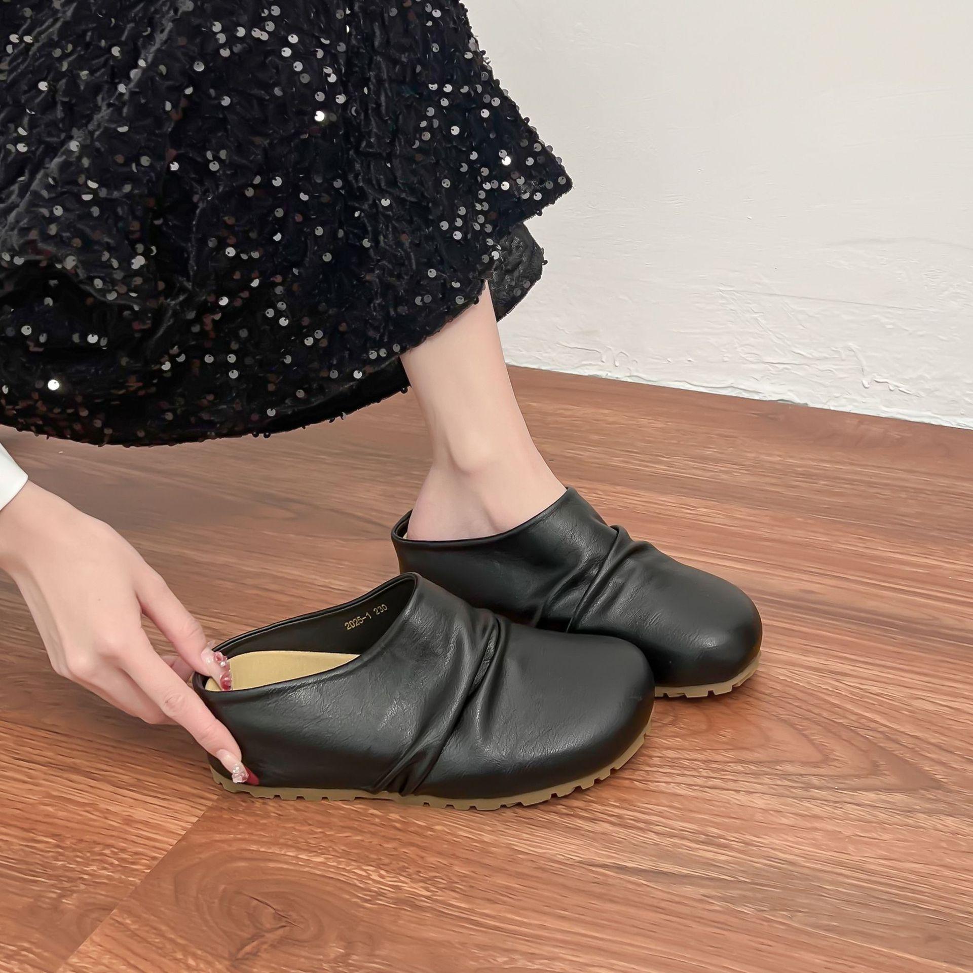 

Туфли Boken женские сумка голова верхняя одежда повседневная обувь корейская версия внутренняя платформа тапочки женские летние на один педаль женские туфли 39 чёрный