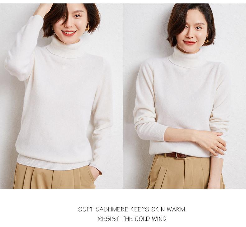 Women's High Neck Cashmere Sweater - Autumn/Winter Loose Knit Plus Size Pullover