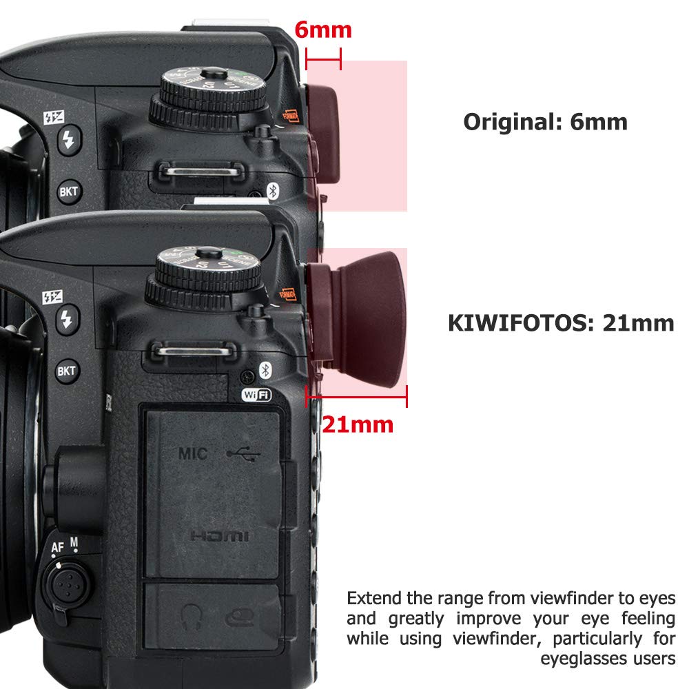 Kiwifotos Replacement Long Soft Viewfinder Eyecup for Nikon D750, D610, D600, D7500, D7200, D7100, D7000, D5200, D5100, D5000, D3500, D3400, D3300,