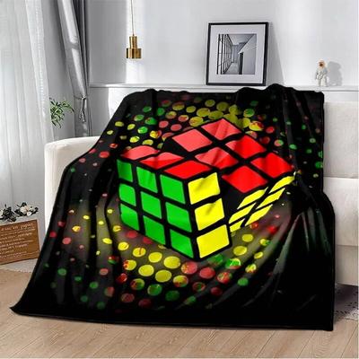 3D R-Rubik's Cube Printed Blanket Flannel Warm Soft Cozy Blankets Home Travel Blanket Bed Linings Cubre Cama Birthday Gift