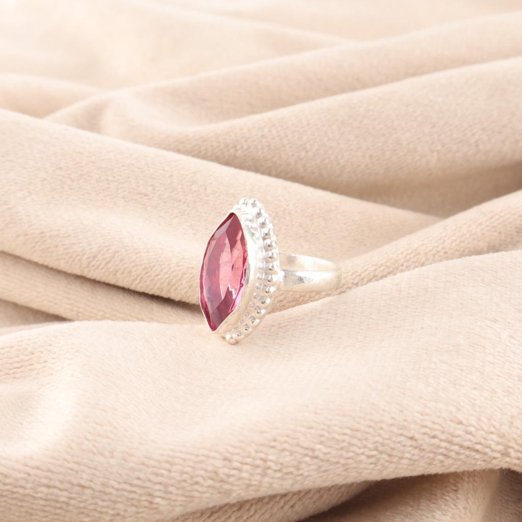 Rare Pink Tourmaline Gemstone 925 Sterling Silver Jewelry Handmade Stylish Ring RR-25-10