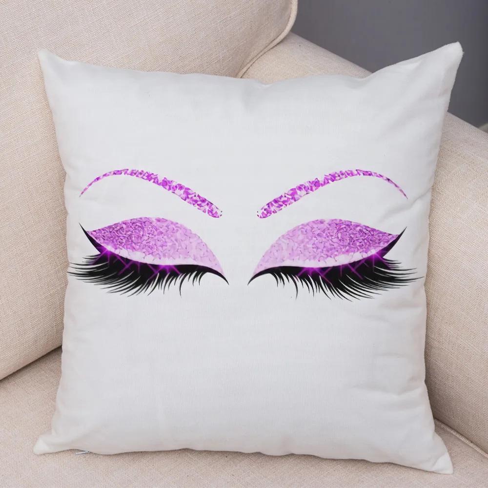 Home Decor Sexy Women Eyelash Pillow Cover Sofa Car Cartoon Eyes Print Cushion Cover Pillow Cover Funda De Almohada