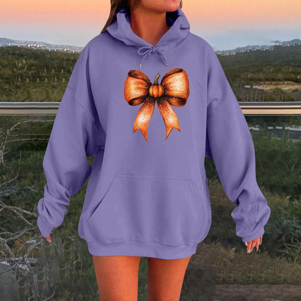 Women's Long-sleeved  Oversized Dropped Shoulder Sleeves Women's Hooded Halloween Print Plush Sweatshirt