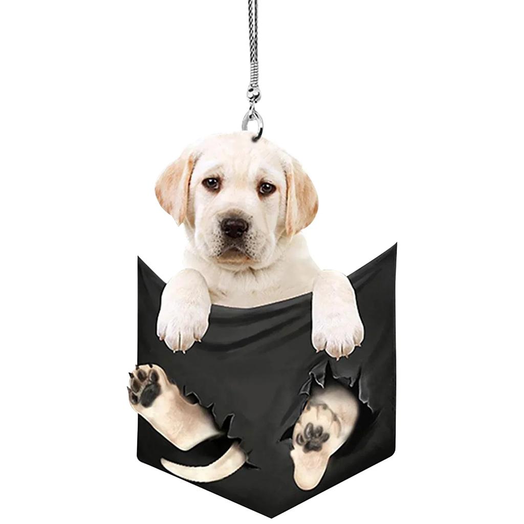 Car Pendant Cute Pet Mini Puppy Shape Interior Ornament Hanging Rearview Mirror Car Hanging Toy Gift Car Accessories Tools New