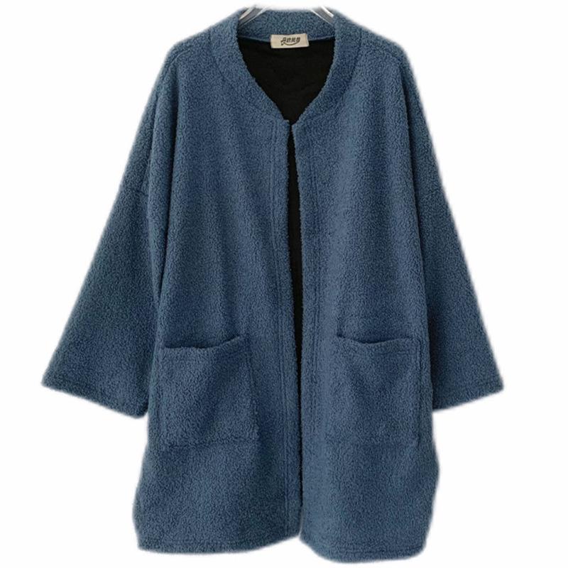 Autumn/Winter Plus Size Teddy Fleece Casual Cardigan Jacket, Mid-Length, Comfortable Fit for 300 Jin Fat MM