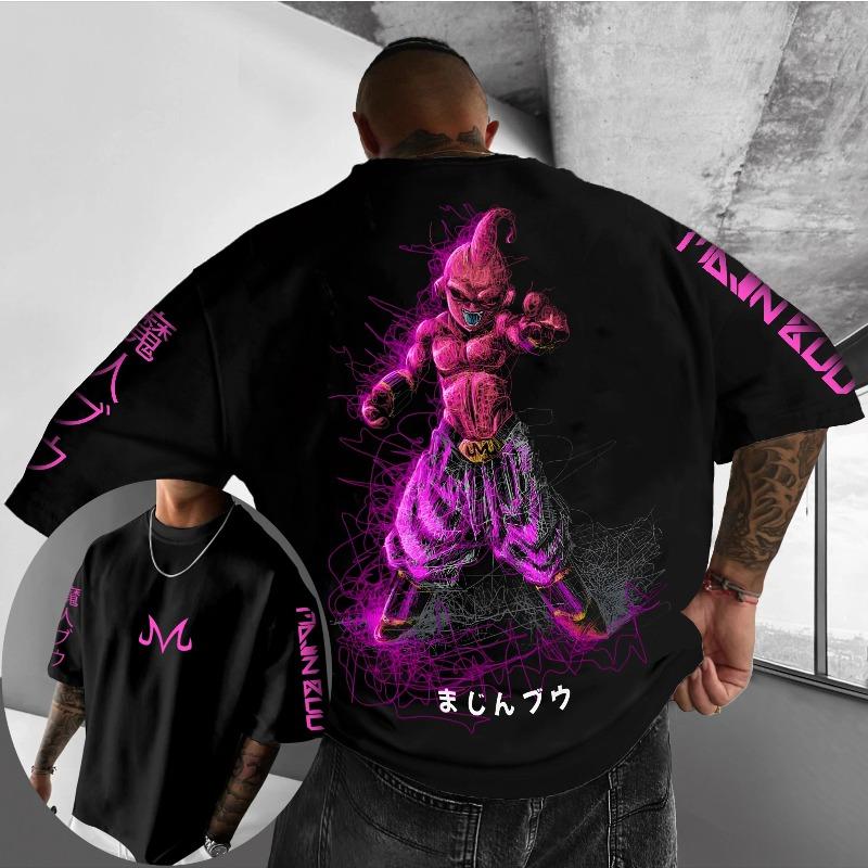 Men's T-shirt Majin Buu print anime summer boy short sleeved shirt