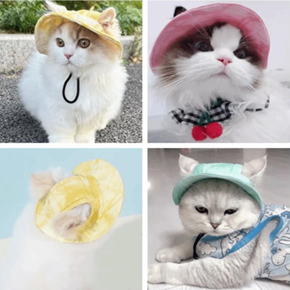 S/M/L Cat Sun Hat Cotton Pet Caps Cute Cat Bucket Hat  Travel