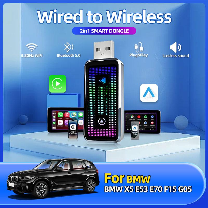 

2in1 Wireless CarPlay Android Auto Wireless Smart Dongle Mini Box Plug And Play For BMW X4 F26 G02 Car Accessories Tools чёрный
