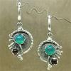 Bohemian Vintage Synthetic Emerald Asymmetrical Pendant Earrings Women  Exquisite Banquet Dangle Earrings Jewelry Crafts