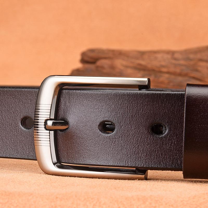 Men'S Pin Buckle Leather Belt, Retro Casual Men'S Cowhide Belt, Men'S Trouser Belt