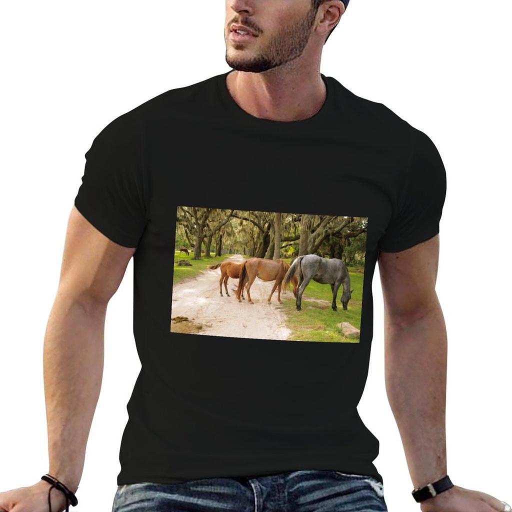 Cumberland Island Wildpferde haben die freie Verfügung über die Insel T-Shirt Unisex T-Shirt Designer Baumwoll-T-Shirt Unisex-T-Shirt