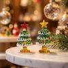 Collectable Glass Table Decor Handmade Mini Christmas Tree Figurine, Blown Tabletop Ornament with Solid Craftsmanship Pieces Star Topper, Desktop for