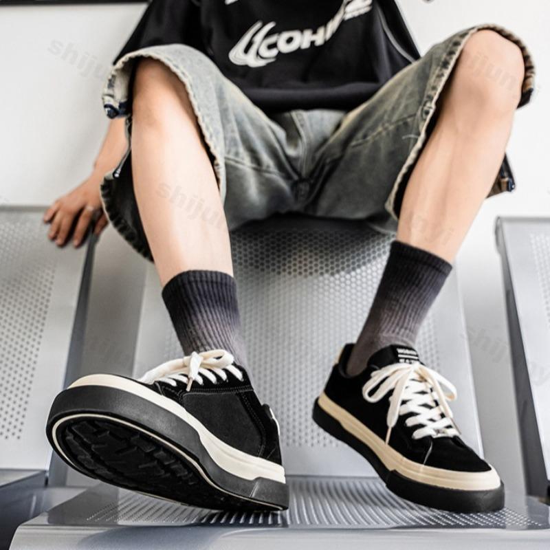 Mode Herr 2025 Höst Ny Modetrend Casual Tjocksulade Canvas Skor Andningsbara Mångsidiga Nischdesign Lågskurna Platåsneakers