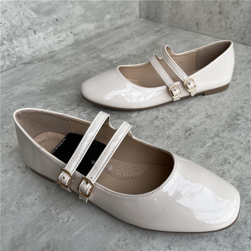 Fashion Flat Shoes for Women's 2024 Spring/summer New Mary Jane Ladies Shoes Square Toe Black  Ladies Shoes  Loafers Women