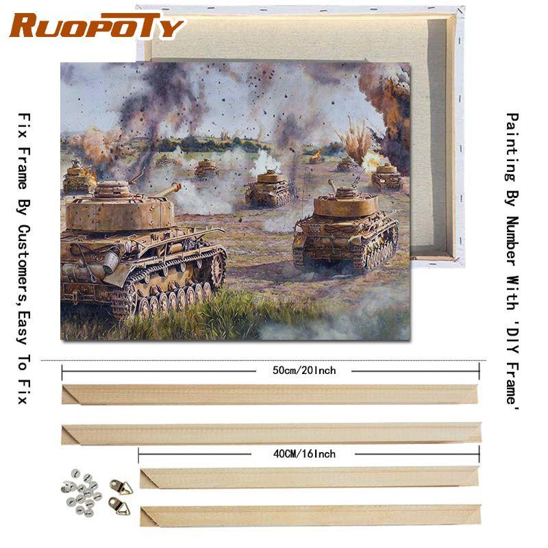 RUOPOTY City and Countryside DIY Painting By Numbers Landscape DIY Frame Oil Painting Modern Wall Art Living Room Decor 40x50cm