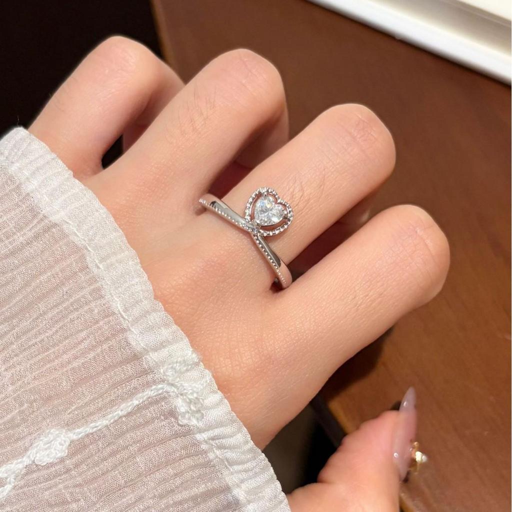 Heart-Shaped Moissanite Ring in S925 Sterling Silver for Women