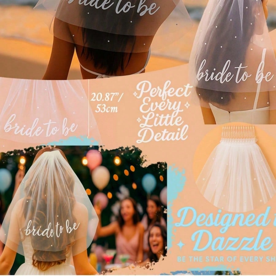 Bride To Be Sash And Veil, Bachelorette Party Accessories, Bridal Shower Gift