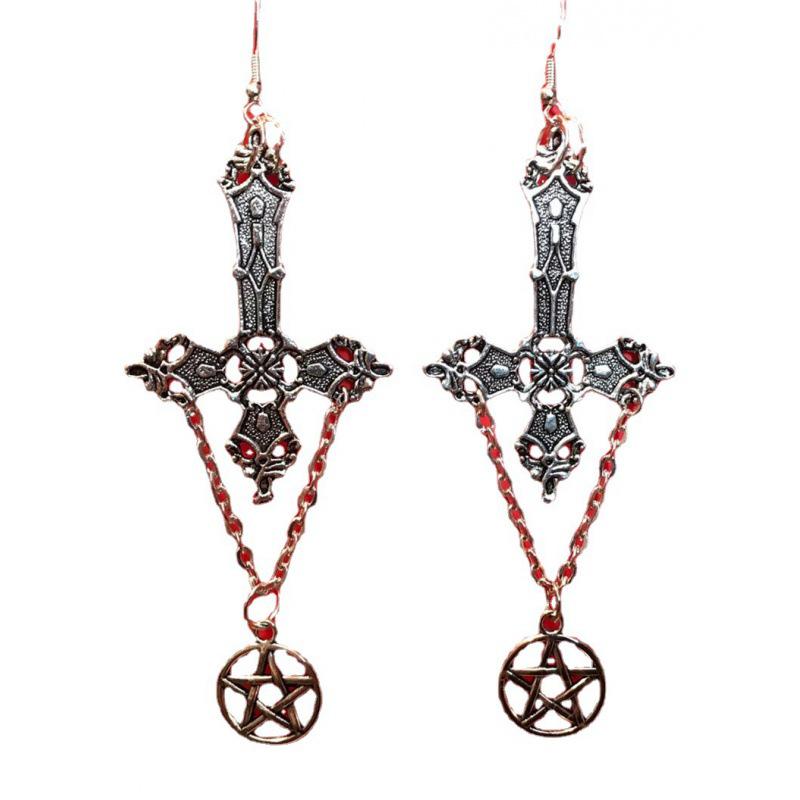 Retro Gothic Pentagram Alloy Necklace with Independent Packaging