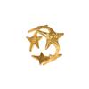Vintage Stainless Steel Gold Color Starfish Spliced Open Ring for Women Fashion Vacation Style Holiday Jewelry Accessory Gift