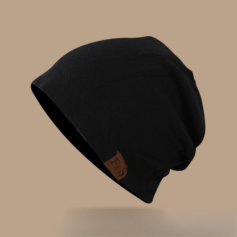 Unisex Loose Knit Beanie with FS Leather Label Casual Warm Winter Fleece Cap for Spring Autumn Outdoor Cozy Essential