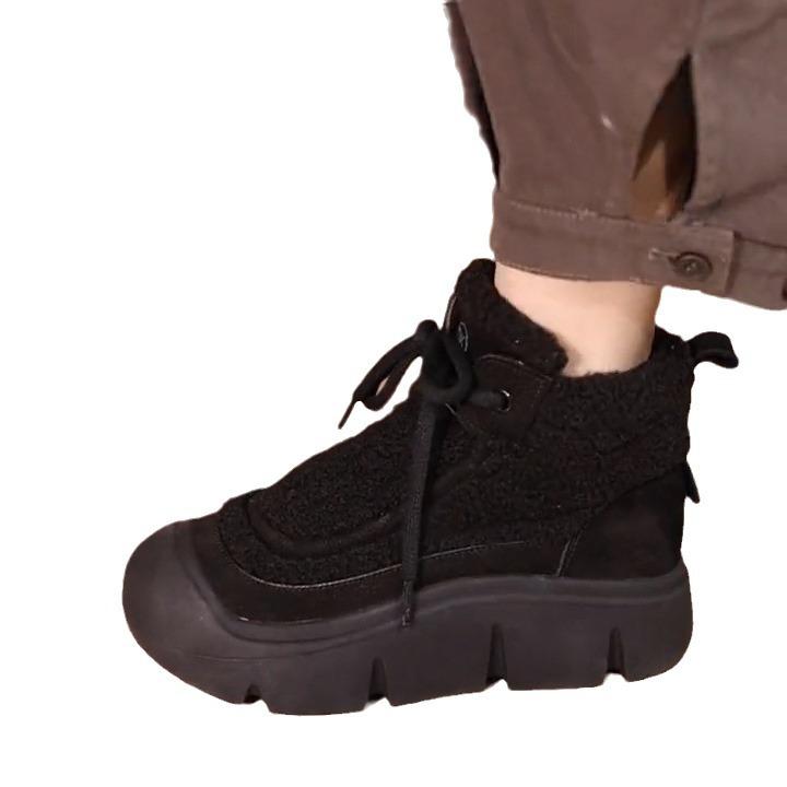 Popular Martin Boots Women's 2024 Winter New Thick-soled Snow Boots Velvet Warm Low-top Shoes Comfortable Mother Cotton Shoes Women