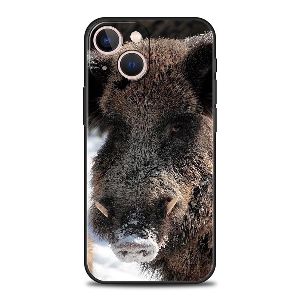 Animal Wild Boar Phone Case For iPhone 16e 15 14 13 12 11 Pro Max XS X XR SE 7 8 Plus Shell iPhone 16 Soft TPU Cover