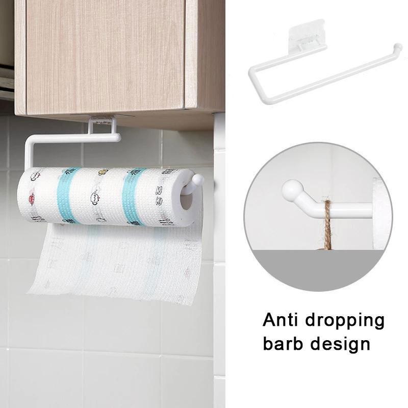 

Подвесная полка для кухонного шкафа с вешалкой для бумажных полотенец и держателем для туалетной бумаги 28.5*7.7cm белый