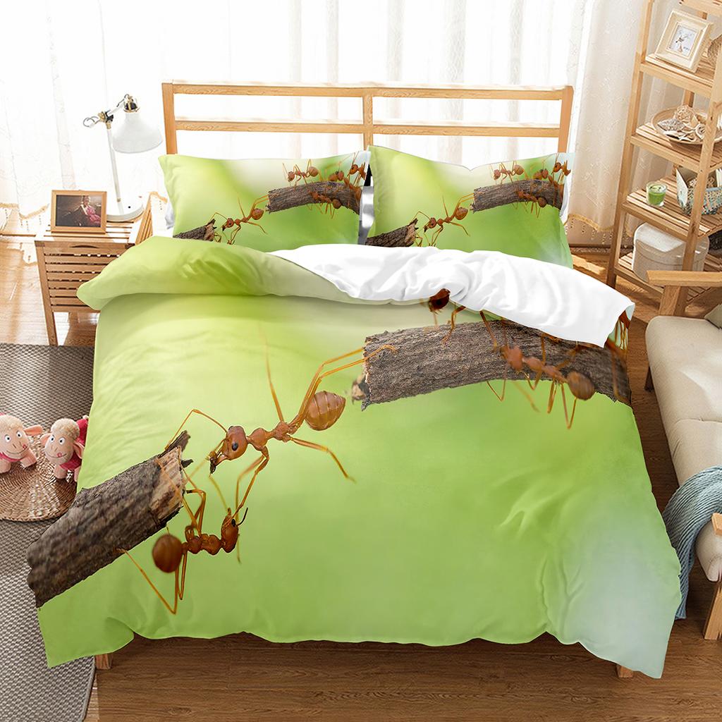 Ant Duvet Cover Set Lightweight Soft Polyester Comforter Cover for Kids Animals Lover Bedding Set with Pillowcase Quilt Cover