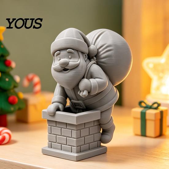 Sturdy PLA Santa Figurine for Collectors 3D Printed Climbing Figurine, Christmas Cute Claus Ornament DIY Craft Holiday with Gift Bag Home Office