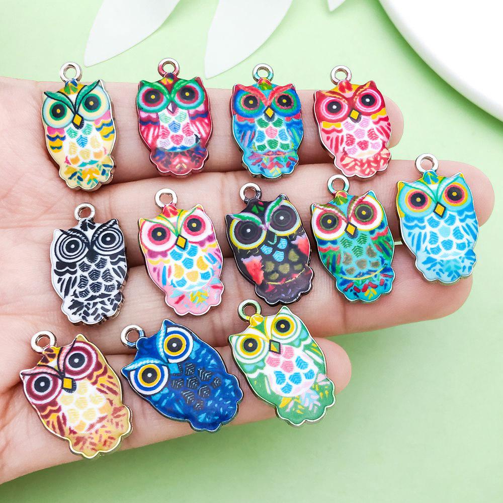 Colorful Owl Enamel Charms, 20pcs - Alloy Pendants for DIY Bracelets & Necklaces