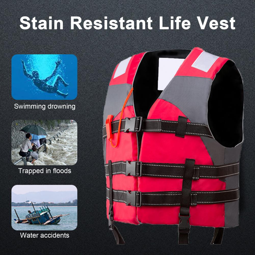Front Buckle Life Vest Secure Fit Adult Life Jacket with Adjustable Harness Closures for Water Sports Boating Safety Stain