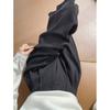 Women's Gray Wool High-Waist Wide-Leg Cropped Pants - Loose Fit, Slimming, Pear Shape, Casual Wear for Spring and Autumn