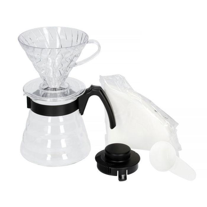 Filtre a cafe permanent - filtre a cafe reutilisable hario - vcds-02-b-eu - v60 coffee dripper and server set 02 - noir