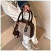IELGY Plaid Retro Large-Capacity Handbag High-End Fashion Commuter Shoulder Bag