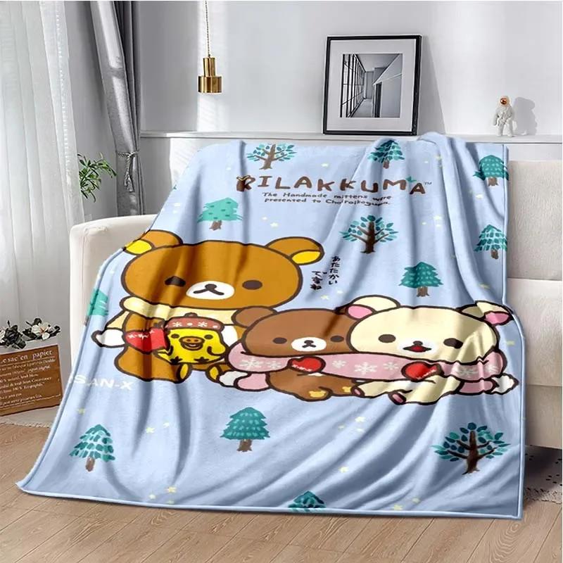 Cartoon Rilakkuma Anime Girls Throws Blanket for Baby Hiking Picnic Bed Super Soft Cute Kawaii Flannel Blanket Birthday Gift