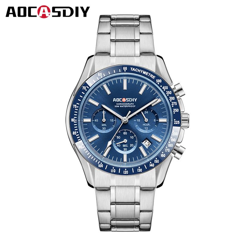 Men's Watches Luxury Round Quartz Wristwatch Waterproof Chronograph Watch for Men Auto Date Clock