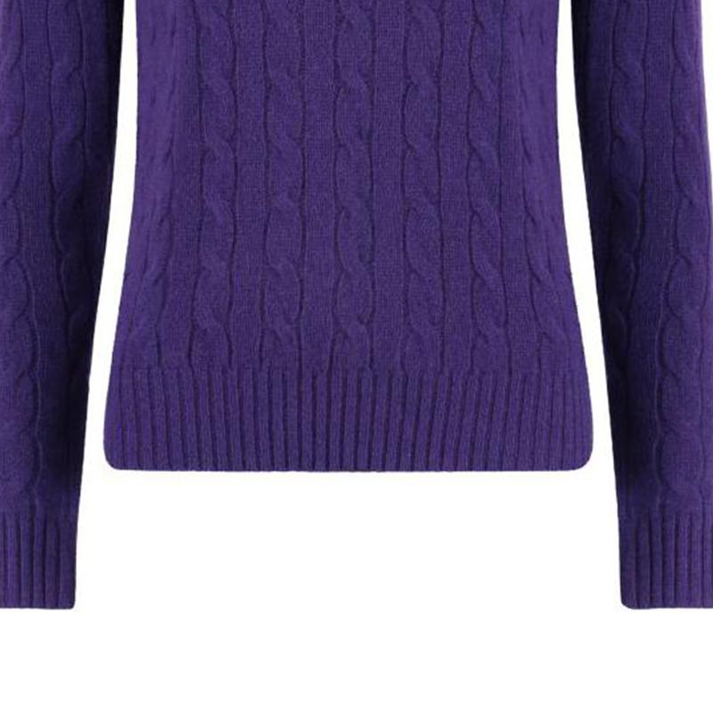 Polo Ralph Lauren Solid Color Cable Knit Crew Neck Long Sleeve Wool Sweater Women sweater Purple 211875831013