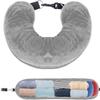 Fillable Portable U-Shaped Neck Pillow with Hood for Airplane Travel