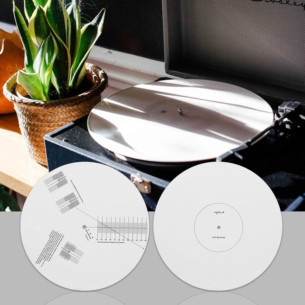Turntable Cartridge Alignment Protractor Mat, 12 inch Anti-Slip Vinyl Record Mat, Acrylic Adjustment Tool Ruler for Turntable Accessories (Style A)