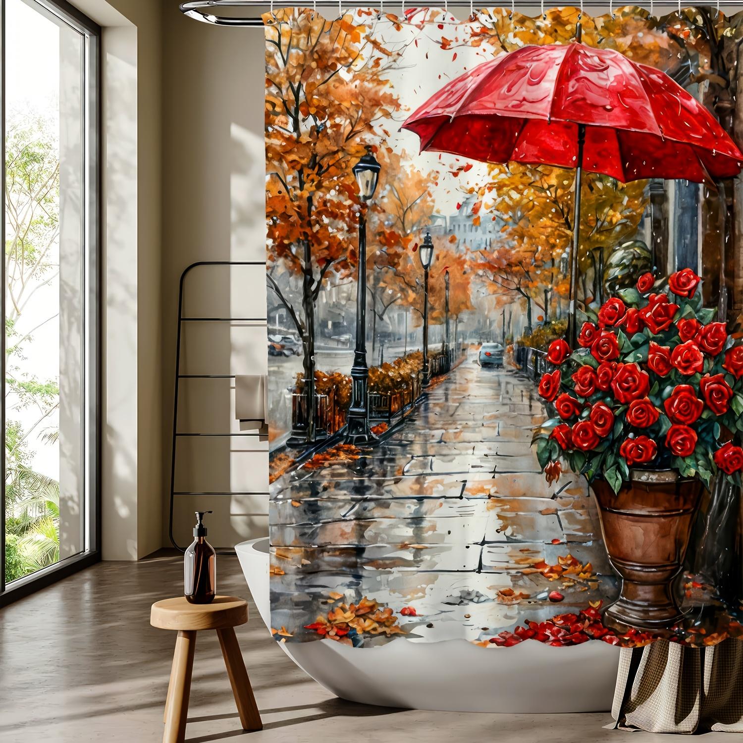 

City Street Pattern Digital Print Shower Curtain - Machine Washable, Reversible Polyester, All-Season Bathroom/Home Decor W90xH180cm